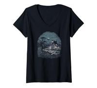 Femme Orque, côte du Pacifique, Vagues, océan, Oregon, Washington T-Shirt avec Col en V