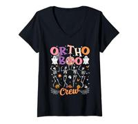 Femme Ortho Ortho Ortho Boo Crew Squelette Danse Infirmière T-Shirt avec Col en V