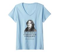 Femme Oscar Wilde Be Yourself Citation littéraire T-Shirt avec Col en V