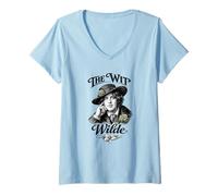Femme Oscar Wilde The Wit Portrait Fleur Victorienne littéraire T-Shirt avec Col en V