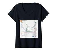 Femme Oslo Line Travel Art Norvège T-Shirt avec Col en V
