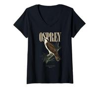 Femme Osprey Vintage Observation des Oiseaux Nature Amour Oiseaux T-Shirt avec Col en V