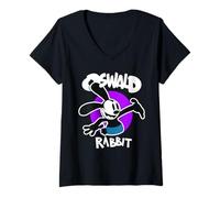 Femme Oswald Lapin Vintage Cartoon Bunny Violet T-Shirt avec Col en V