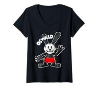 Femme Oswald Rabbit Vintage Cartoon 1927 Hello Red Short T-Shirt avec Col en V