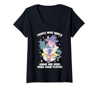Femme Otaku - Les Gens Qui regardent Anime sont de Bons Joueurs de Jeux vidéo T-Shirt avec Col en V
