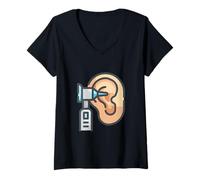 Femme Otoscope Auriscope Otolaryngologie Oreille Nez Gorge ENT T-Shirt avec Col en V
