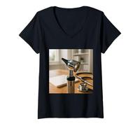 Femme Otoscope Auriscope Otolaryngologie Oreille Nez Gorge ENT T-Shirt avec Col en V