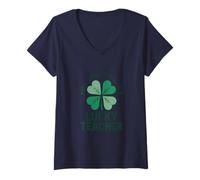 Femme Où Naissent Les idées intelligentes Lucky Teacher T-Shirt avec Col en V