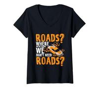 Femme Où Nous Allons, Nous n'avons Pas Besoin de Routes T-Shirt avec Col en V