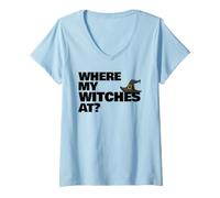 Femme Où sont Mes sorcières T-Shirt avec Col en V