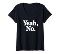 Femme Ouais, Non - Drôle introverti T-Shirt avec Col en V