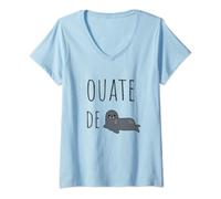 Femme Ouate de Phoque WTF expression drôle T-Shirt avec Col en V