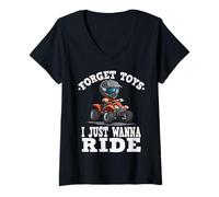 Femme Oubliez les jouets I just wanna ride, enfants 4 roues T-Shirt avec Col en V
