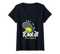 Femme Oui, C'est Un Joueur de Tennis Racket Science T-Shirt avec Col en V