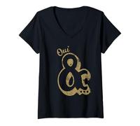 Femme Oui et, Big Yes Ampersand, Comédie d'improvisation française T-Shirt avec Col en V
