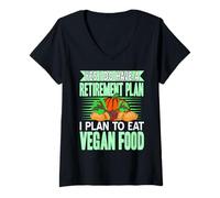 Femme Oui J'Ai Un Plan Retraite Je Mange des Plantes T-Shirt avec Col en V