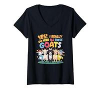 Femme Oui, J'Ai Vraiment Besoin de Toutes Ces chèvres Farm Animal Love Farmer T-Shirt avec Col en V