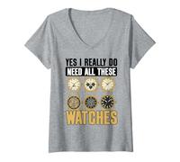 Femme Oui, J'Ai Vraiment Besoin de Toutes Ces Montres T-Shirt avec Col en V