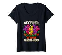 Femme Oui J'Ai Vraiment Besoin de Toutes Ces orchidées T-Shirt avec Col en V