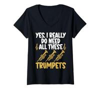 Femme Oui, J'Ai Vraiment Besoin de Toutes Ces trompettes T-Shirt avec Col en V