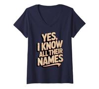 Femme Oui, Je connais Tous Leurs Noms Funny Husky Kennel T-Shirt avec Col en V