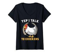 Femme Oui Je Parle à Mes Poulets T-Shirt avec Col en V
