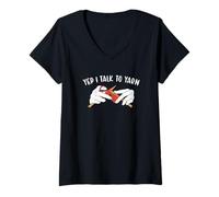 Femme Oui, Je Parle à Yarn Knitting T-Shirt avec Col en V