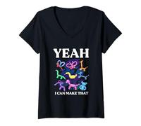 Femme Oui, Je Peux Faire ça Artiste créateur d'animaux en Ballons T-Shirt avec Col en V