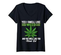 Femme Oui, Je Sens l'herbe, tu Sens comme si tu l'avais raté T-Shirt avec Col en V