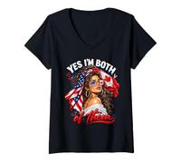 Femme Oui, Je suis Tous Les Deux États-Unis Canada T-Shirt avec Col en V