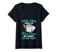 Femme Oui, vous devez utiliser de la soie dentaire pour une hygiène dentaire plus amusante T-Shirt avec Col en V