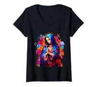 Femme Our Lady of Guadalupe Saint Virgin Mary T-Shirt avec Col en V