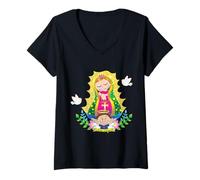 Femme Our Lady of Guadalupe Saint Virgin Mary | Virgencita Cuidame T-Shirt avec Col en V
