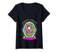 Femme Our Lady Virgen of Guadalupe Cartoon Saint Virgin Mary T-Shirt avec Col en V
