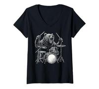 Femme Ours Batteur Nature T-Shirt avec Col en V