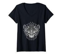 Femme Ours celte T-Shirt avec Col en V