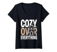 Femme Ours Confortable sur Tout T-Shirt avec Col en V