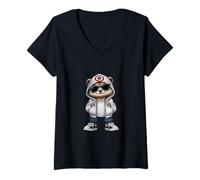 Femme Ours Cool Ainsi Que Sweat à Capuche modèle Corse T-Shirt avec Col en V