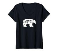 Femme Ours d'Asheville en Caroline du Nord T-Shirt avec Col en V