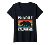 Femme Ours de Californie Palmdale rétro Lancaster Rosamond 661 Cali T-Shirt avec Col en V