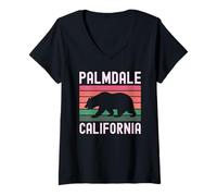 Femme Ours de Californie Palmdale rétro Lancaster Rosamond 661 Cali T-Shirt avec Col en V