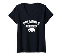 Femme Ours de Californie Palmdale rétro Lancaster Rosamond 661 Cali T-Shirt avec Col en V