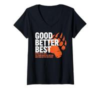 Femme Ours de Motivation Good Better Best Never Let It Rest T-Shirt avec Col en V