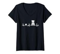 Femme Ours en peluche battement de cœur ECG pour doudou en peluche amis T-Shirt avec Col en V