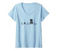 Femme Ours en peluche battement de cœur ECG pour doudou en peluche amis T-Shirt avec Col en V