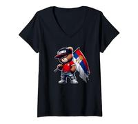 Femme Ours en peluche Srbija drapeau serbe Yougoslavie Balkans T-Shirt avec Col en V