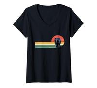 Femme Ours noir rétro vintage pour amoureux des animaux sauvages T-Shirt avec Col en V