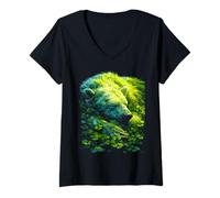 Femme Ours Polaire Trèfle Forêt St Patrick Forestcore T-Shirt avec Col en V
