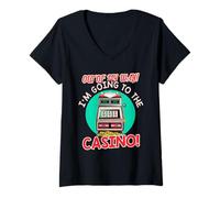 Femme Out of My Way Going to Casino Gift Slot Machine à Jouer T-Shirt avec Col en V
