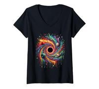 Femme Outer Space Galaxy Planets Astrophysicist Physics Black Hole T-Shirt avec Col en V